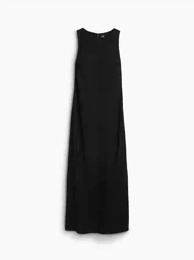 Robe longue droite en mélange de lin