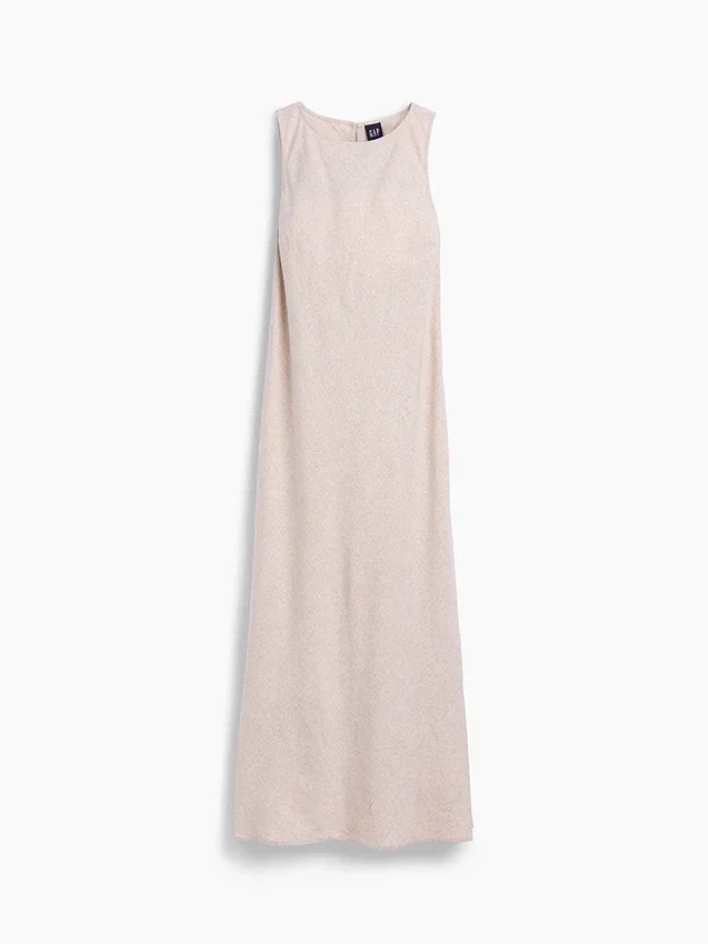 Robe longue droite en mélange de lin