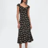 Robe longue en crêpe à encolure en cœur