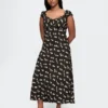 Robe longue en crêpe à encolure en cœur