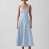 Robe longue en denim à coutures corsetées