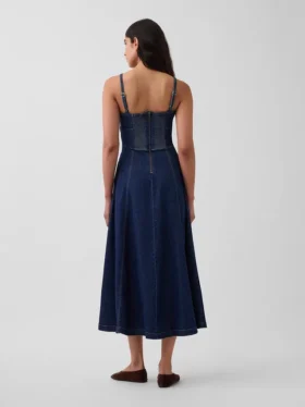 Robe longue en denim à coutures corsetées