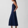 Robe longue en denim à coutures corsetées