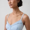 Robe longue en denim à coutures corsetées