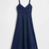 Robe longue en denim à coutures corsetées