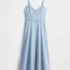 Robe longue en denim à coutures corsetées
