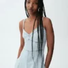 Robe longue en denim à coutures corsetées