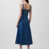 Robe longue en denim à encolure dégagée
