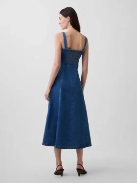 Robe longue en denim à encolure dégagée