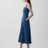 Robe longue en denim à encolure dégagée