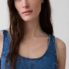 Robe longue en denim à encolure dégagée