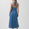 Robe longue en denim à nouer dans le dos