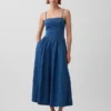 Robe longue en denim sans bretelles