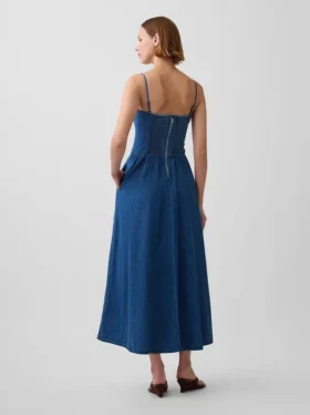 Robe longue en denim sans bretelles
