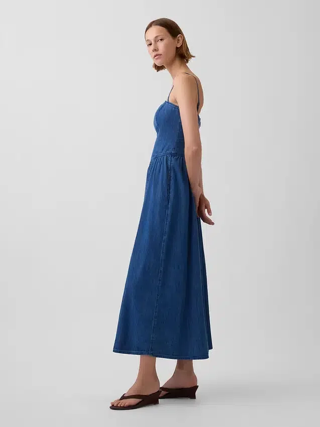 Robe longue en denim sans bretelles