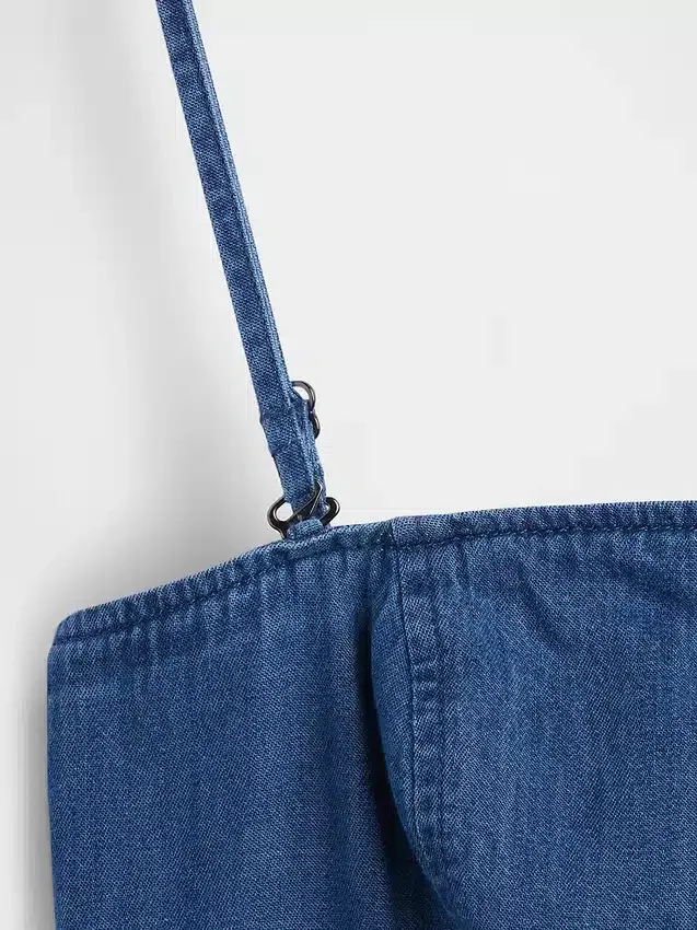 Robe longue en denim sans bretelles