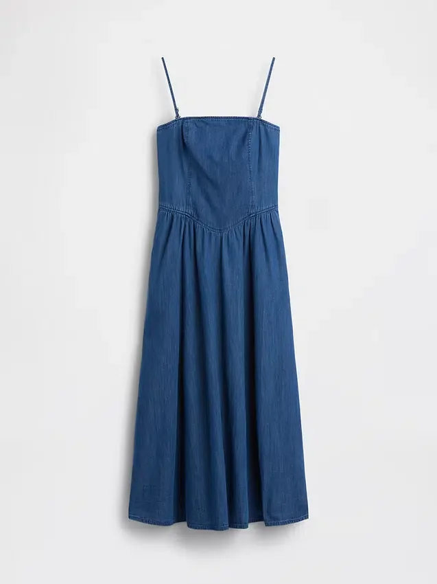 Robe longue en denim sans bretelles