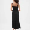 Robe longue en denim ultra-doux avec fermeture éclair sur le devant