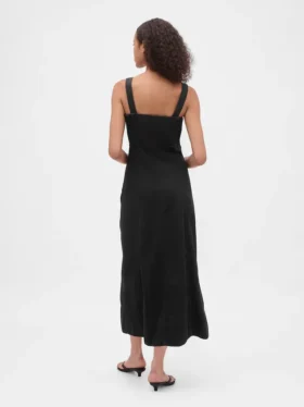 Robe longue en denim ultra-doux avec fermeture éclair sur le devant