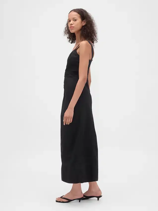Robe longue en denim ultra-doux avec fermeture éclair sur le devant
