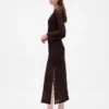 Robe longue en dentelle à manches cloche