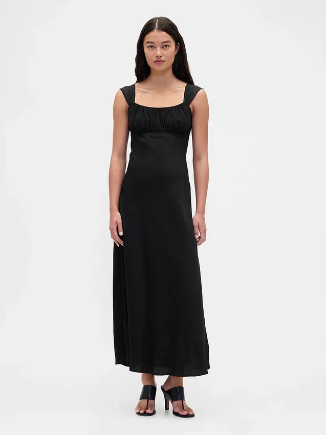 Robe longue en mélange de matières