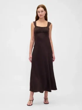Robe longue en mélange de matières