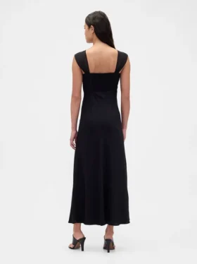 Robe longue en mélange de matières