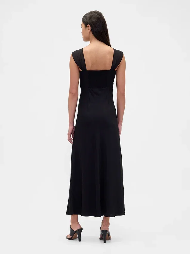 Robe longue en mélange de matières