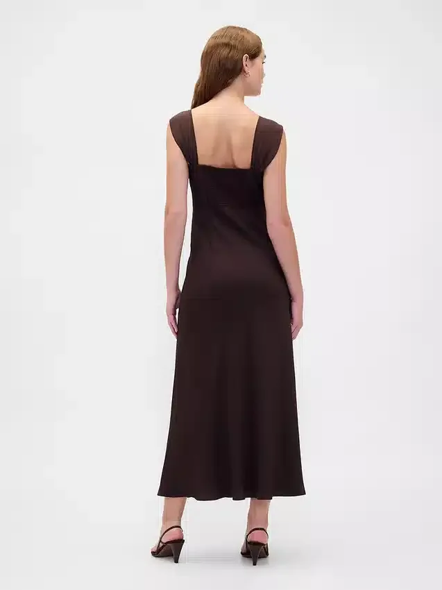 Robe longue en mélange de matières