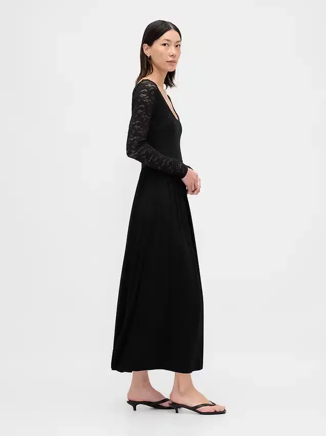 Robe longue en mélange de matières