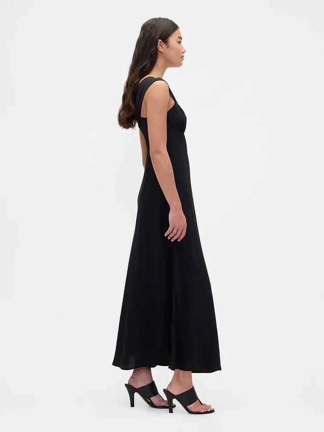 Robe longue en mélange de matières