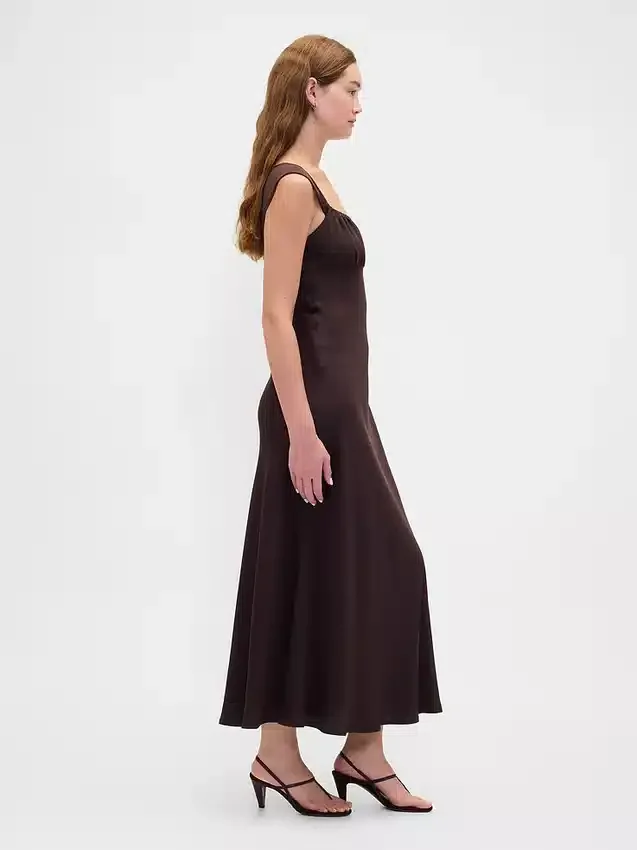 Robe longue en mélange de matières