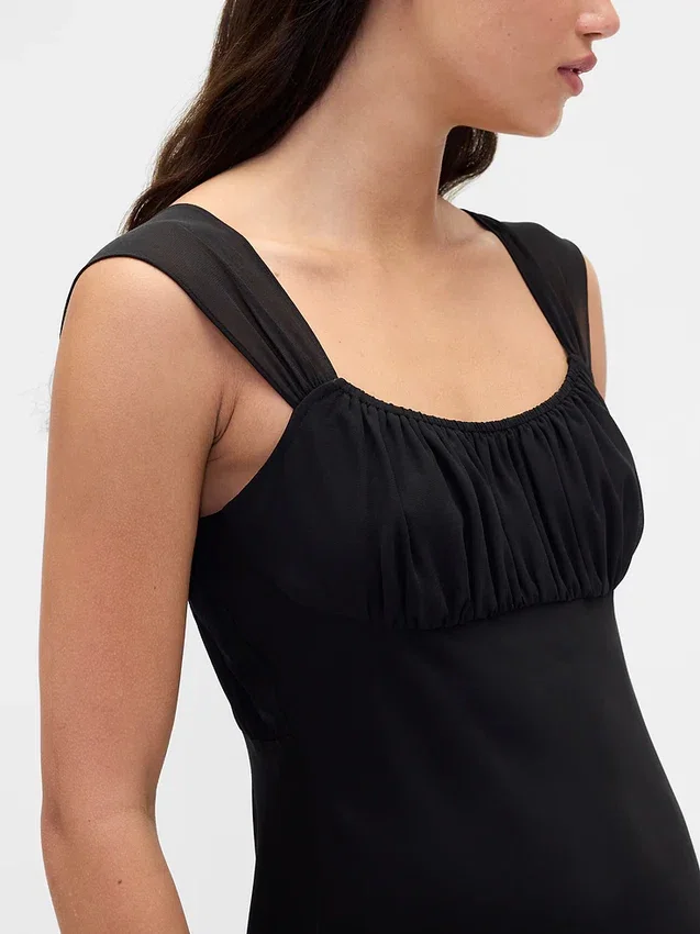 Robe longue en mélange de matières