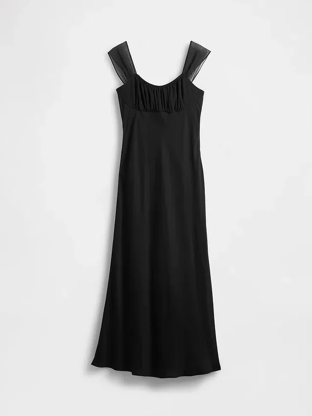 Robe longue en mélange de matières
