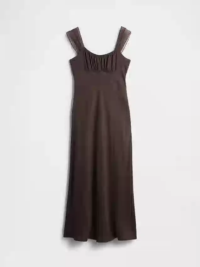 Robe longue en mélange de matières