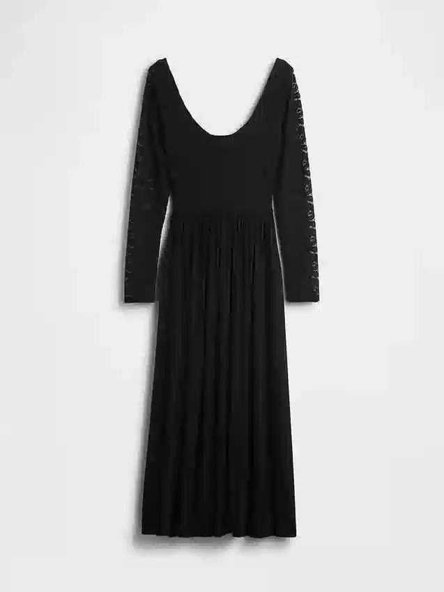 Robe longue en mélange de matières