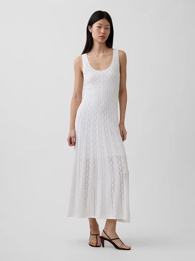 Robe longue en pointelle