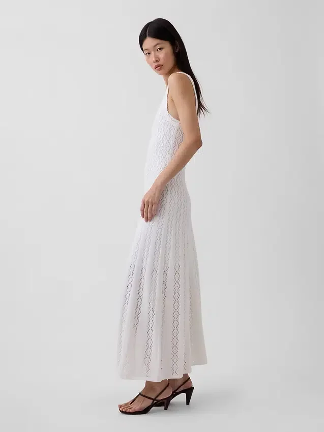 Robe longue en pointelle
