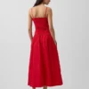 Robe longue en popeline à taille basse