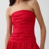 Robe longue en popeline à taille basse