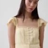Robe longue en voile à volants en dentelle