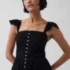 Robe longue en voile à volants en dentelle
