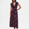 Robe longue à encolure en V et volants