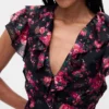 Robe longue à encolure en V et volants