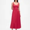 Robe longue froncée