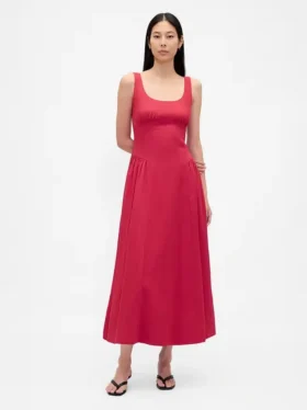 Robe longue froncée
