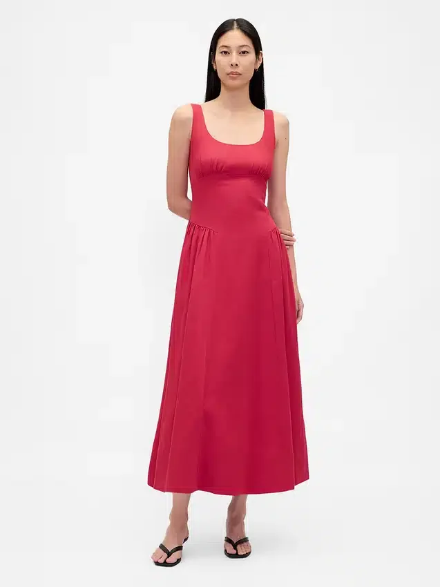 Robe longue froncée