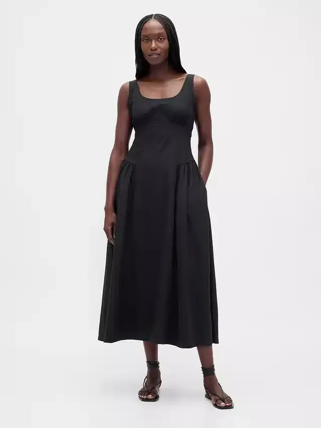 Robe longue froncée