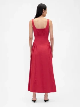 Robe longue froncée